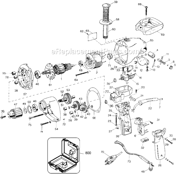 Page A Diagram and Parts List for 5140 Type 2 Black and Decker Electric Drill